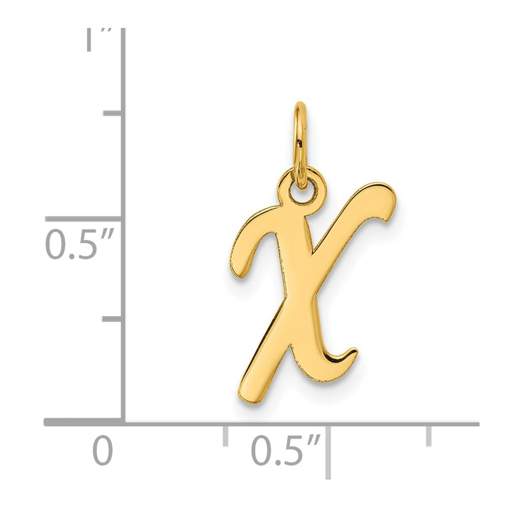 10K Yellow Gold 10K Small Fancy Script Initial X Charm