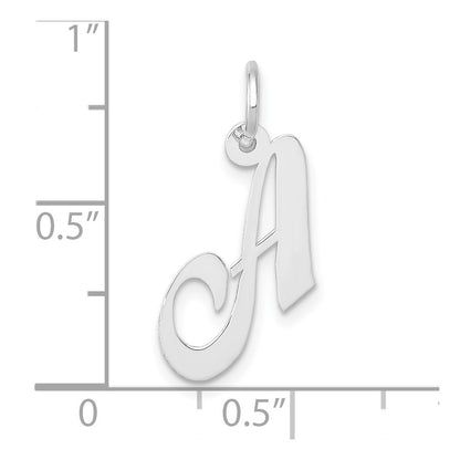 10K White Gold Small Fancy Script Initial A Charm
