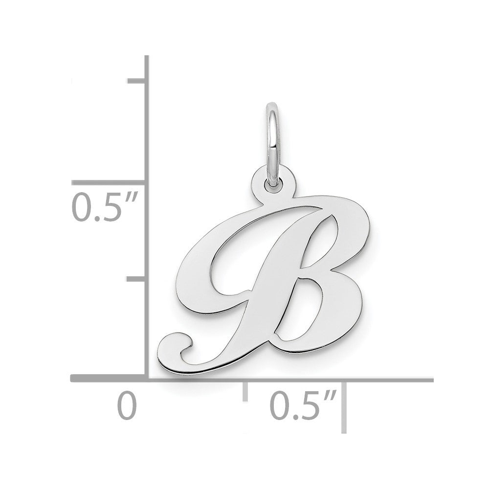 10K White Gold Small Fancy Script Initial B Charm