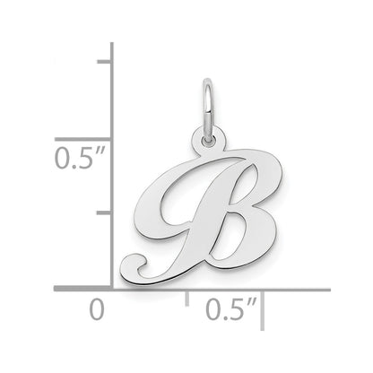 10K White Gold Small Fancy Script Initial B Charm