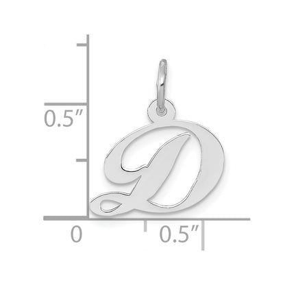 10K White Gold Small Fancy Script Initial D Charm