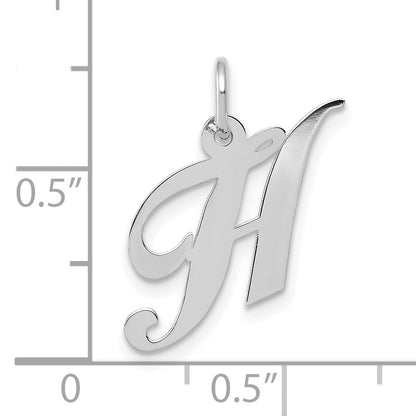 10K White Gold Small Fancy Script Initial H Charm