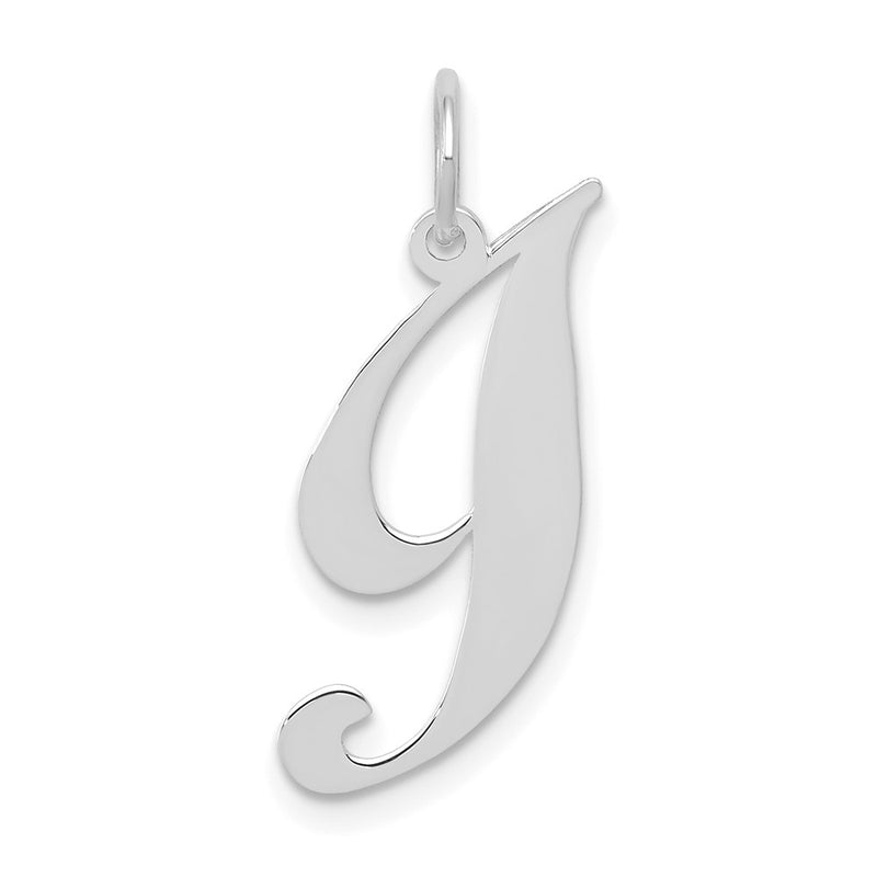 10K White Gold Small Fancy Script Initial I Charm