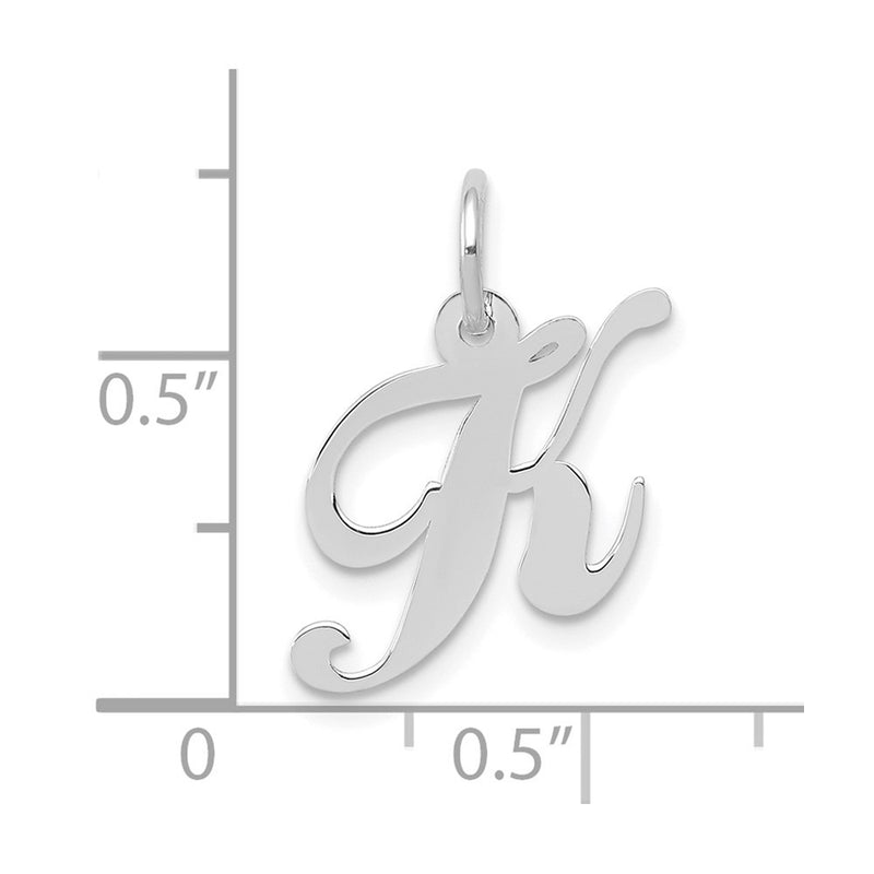 10K White Gold Small Fancy Script Initial K Charm
