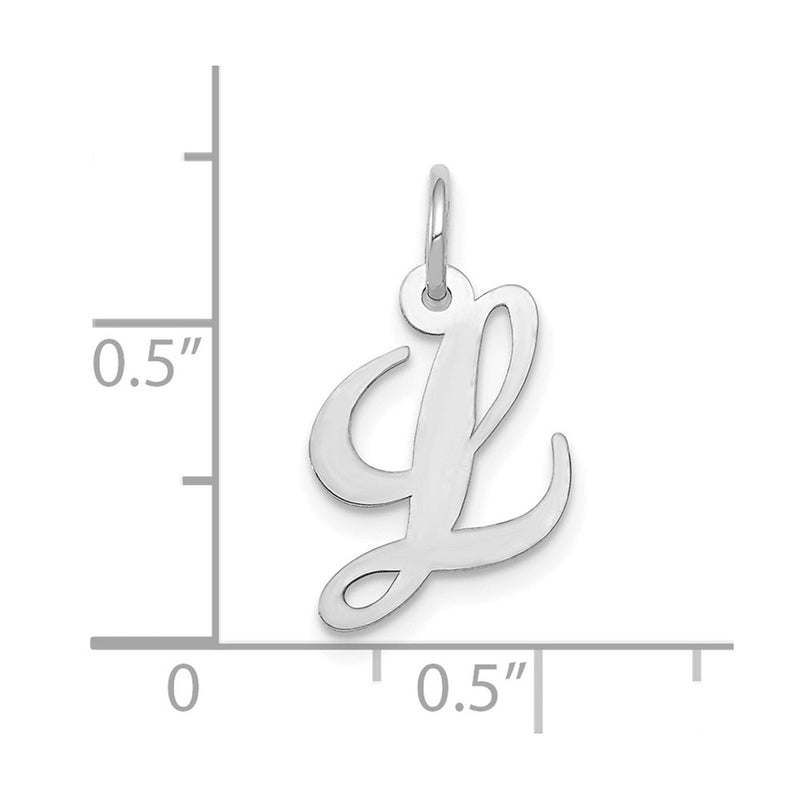 10K White Gold Small Fancy Script Initial L Charm