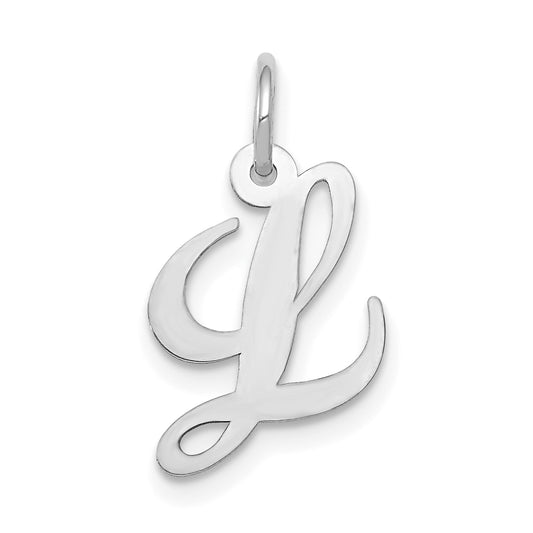 10K White Gold Small Fancy Script Initial L Charm