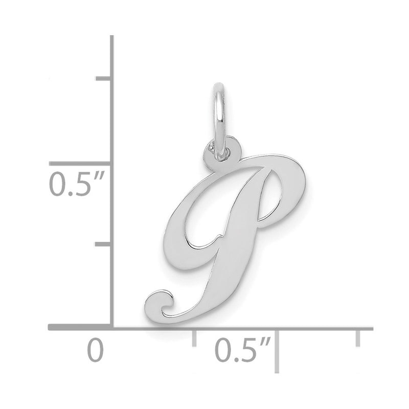 10K White Gold Small Fancy Script Initial P Charm