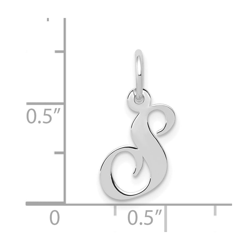 10K White Gold Small Fancy Script Initial S Charm