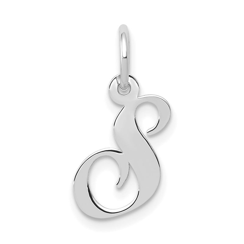 10K White Gold Small Fancy Script Initial S Charm