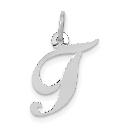 10K White Gold Small Fancy Script Initial T Charm