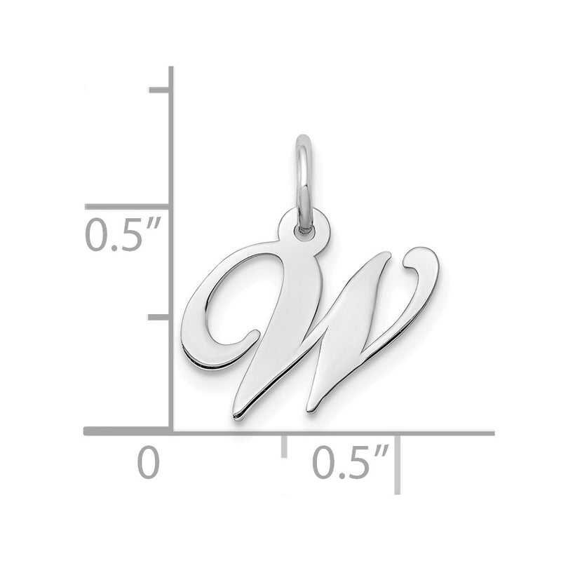 10K White Gold Small Fancy Script Initial W Charm