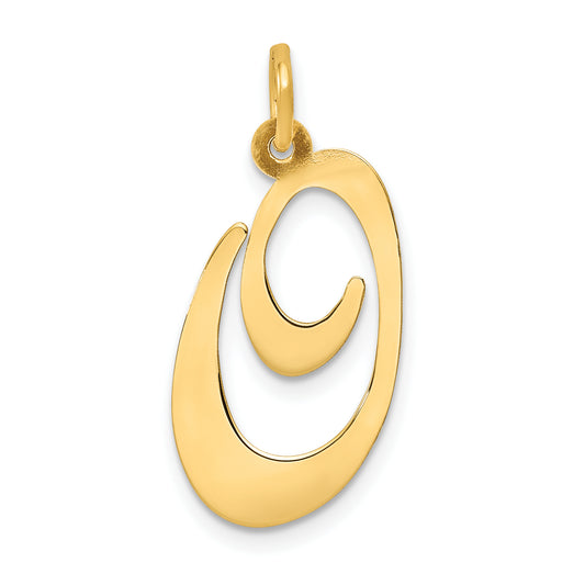 10K Yellow Gold Large Fancy Script Letter O Initial Charm