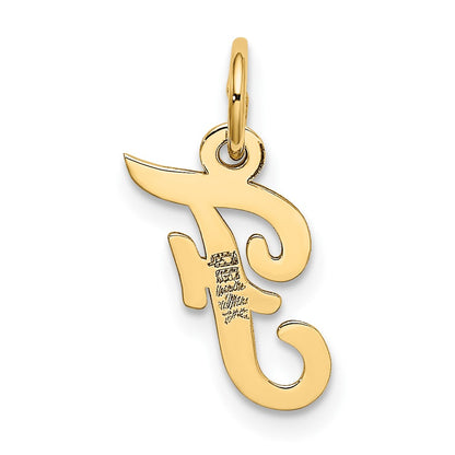 10K Yellow Gold Small Script Initial F Charm