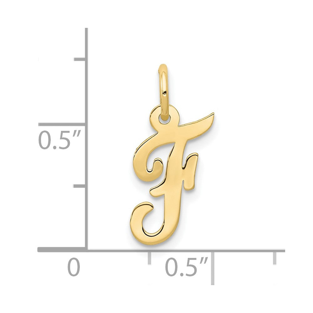 10K Yellow Gold Small Script Initial F Charm