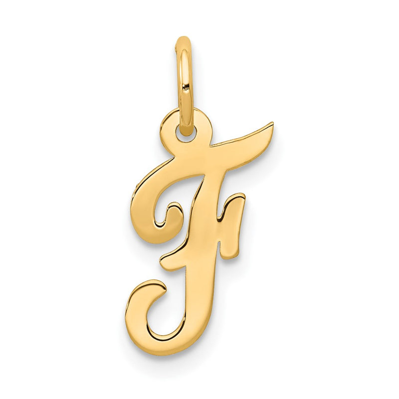 10K Yellow Gold Small Script Initial F Charm