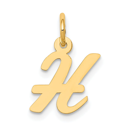 10K Yellow Gold Small Script Initial H Charm