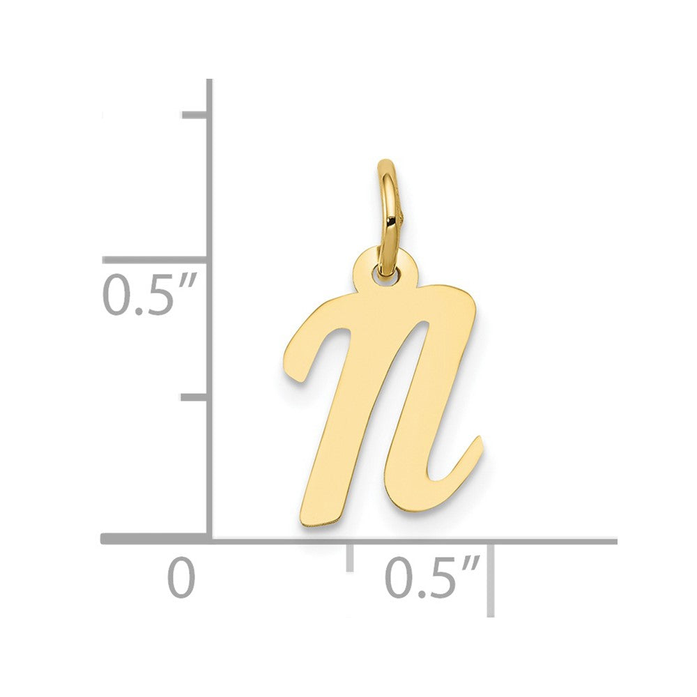 10K Yellow Gold Small Script Initial N Charm