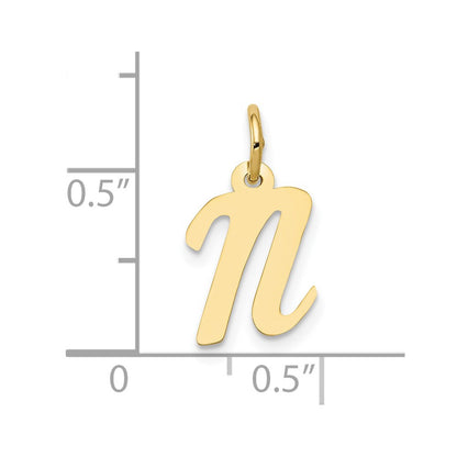 10K Yellow Gold Small Script Initial N Charm
