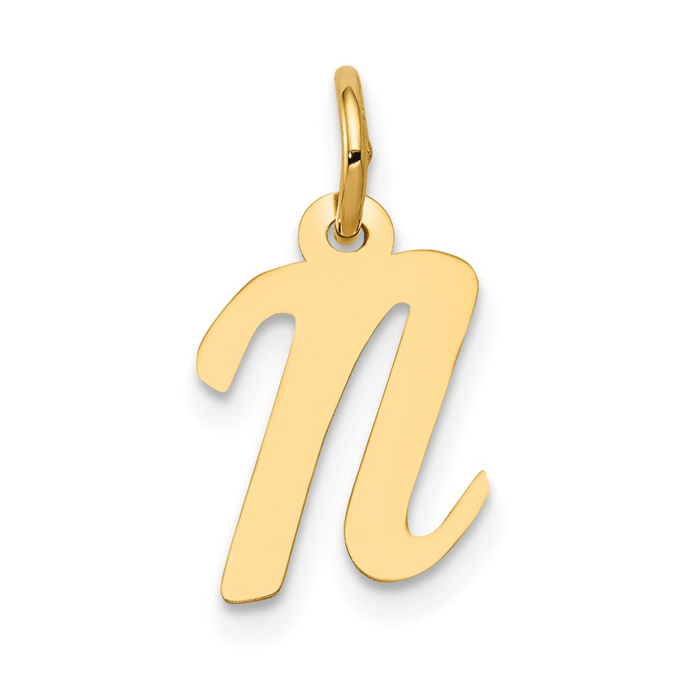 10K Yellow Gold Small Script Initial N Charm