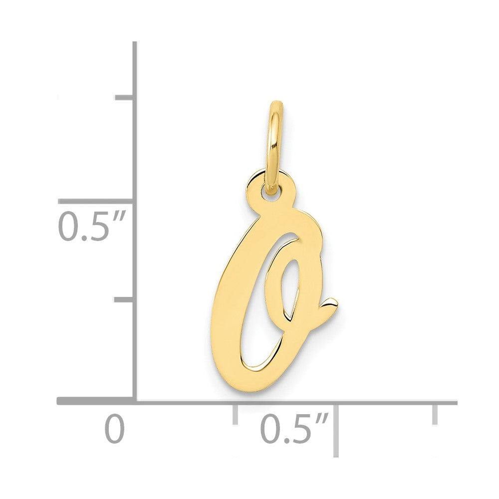 10K Yellow Gold Small Script Initial O Charm