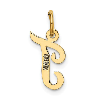 10K Yellow Gold Small Script Initial T Charm