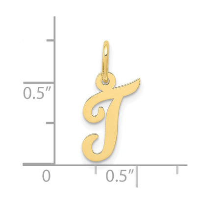 10K Yellow Gold Small Script Initial T Charm