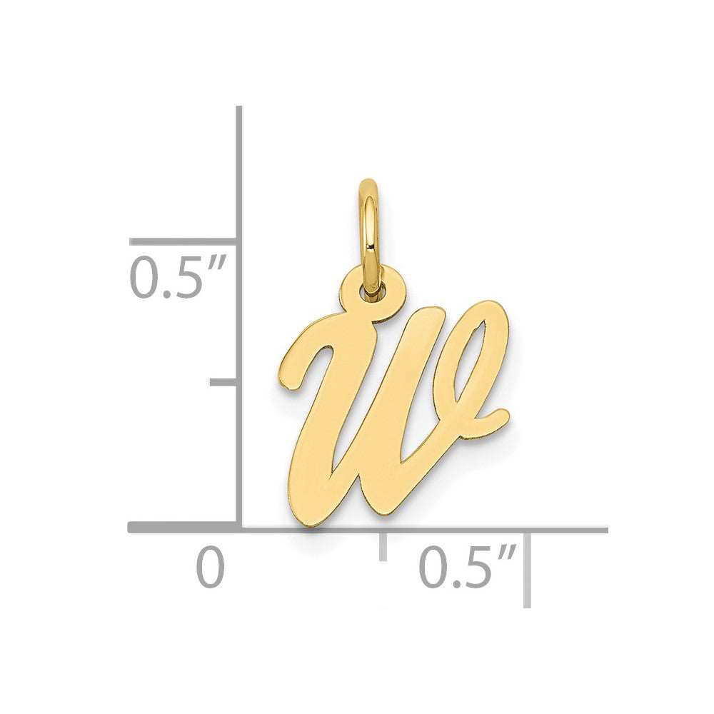 10K Yellow Gold Small Script Initial W Charm