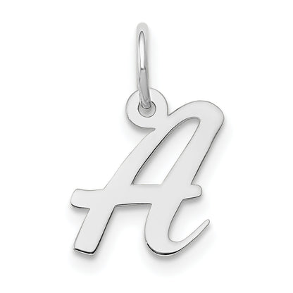 10K White Gold Small Script Initial A Charm