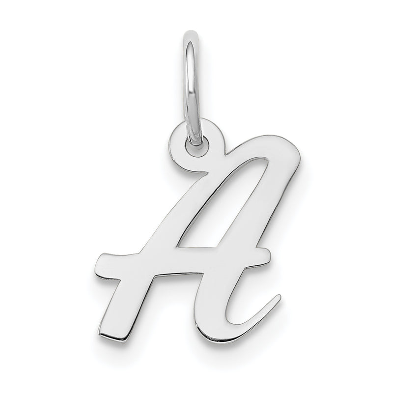 10K White Gold Small Script Initial A Charm