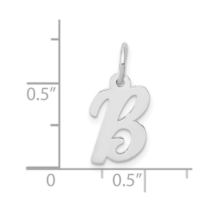 10K White Gold Small Script Initial B Charm