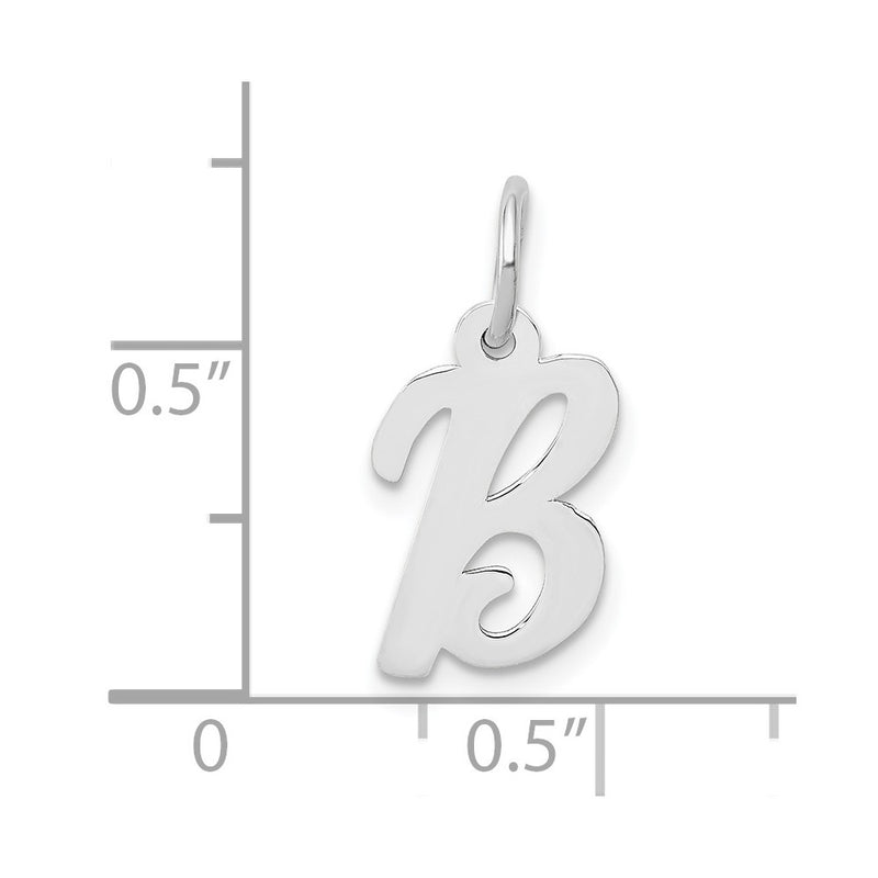 10K White Gold Small Script Initial B Charm