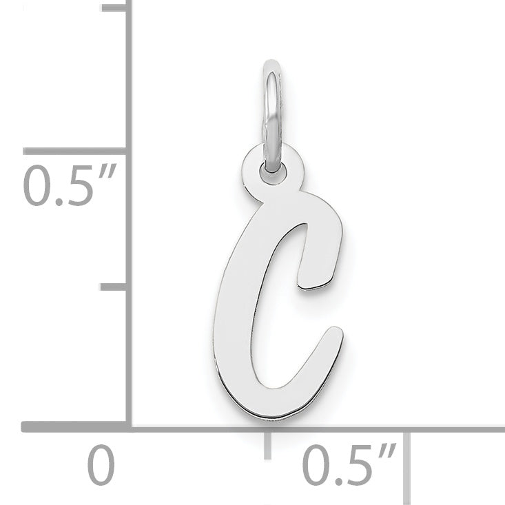 10K White Gold Small Script Initial C Charm