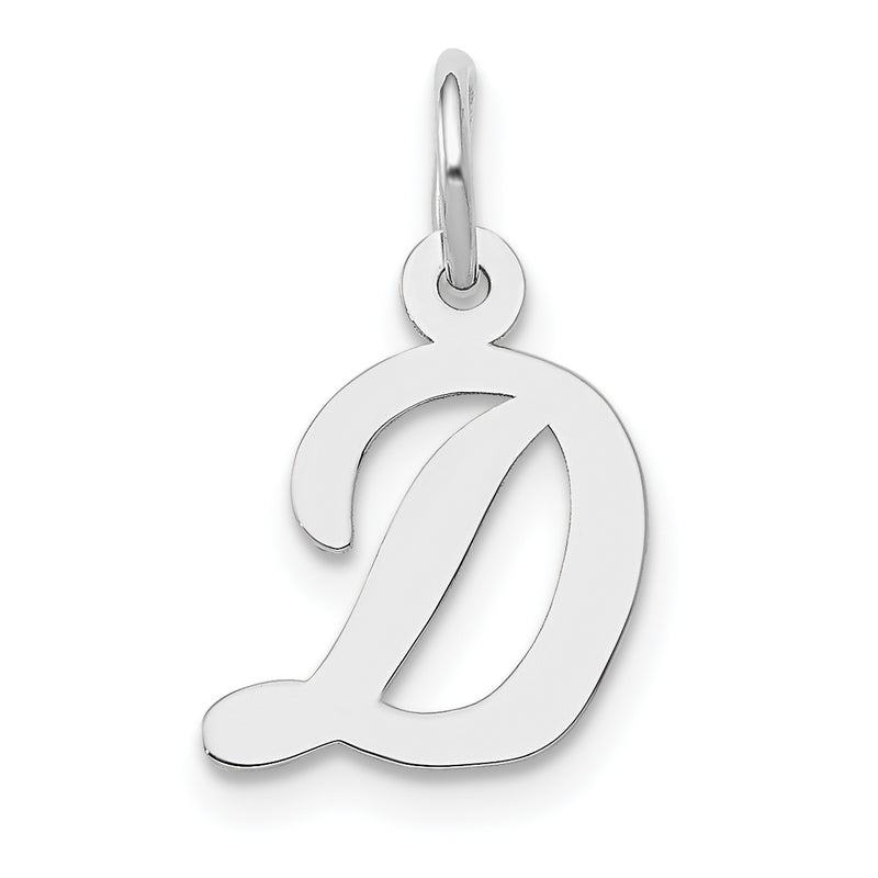 10K White Gold Small Script Initial D Charm