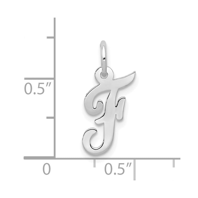 10K White Gold Small Script Initial F Charm