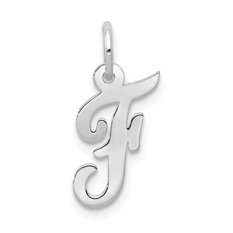 10K White Gold Small Script Initial F Charm