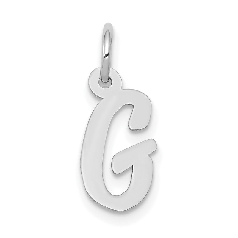 10K White Gold Small Script Initial G Charm