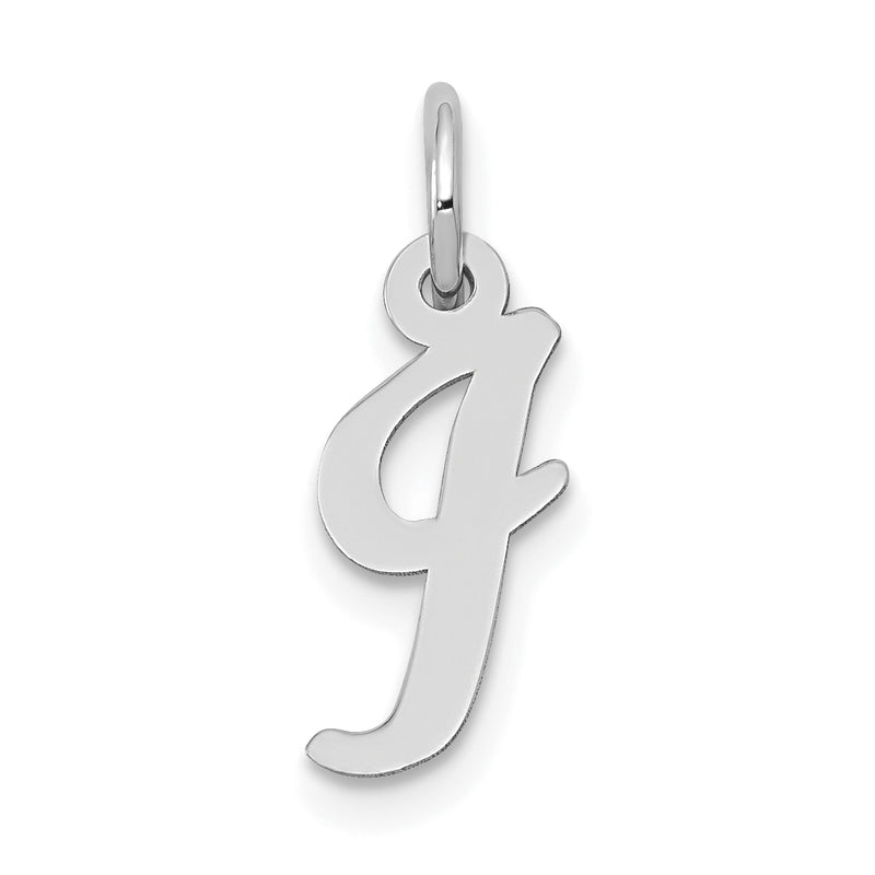 10K White Gold Small Script Initial I Charm