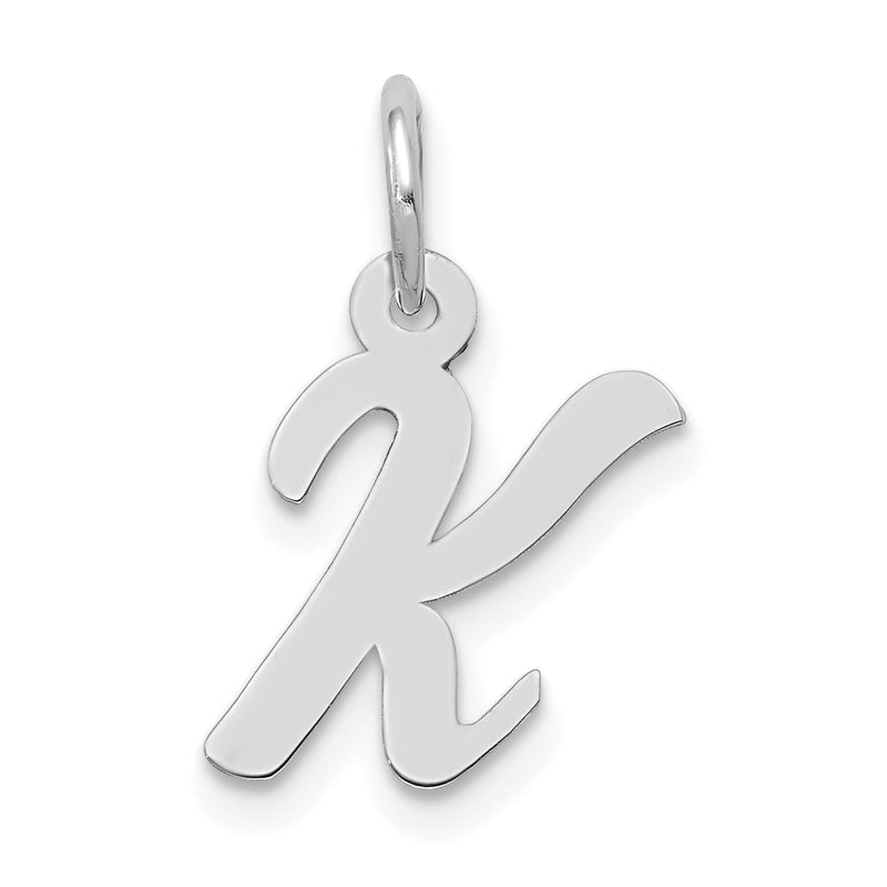 10K White Gold Small Script Initial K Charm