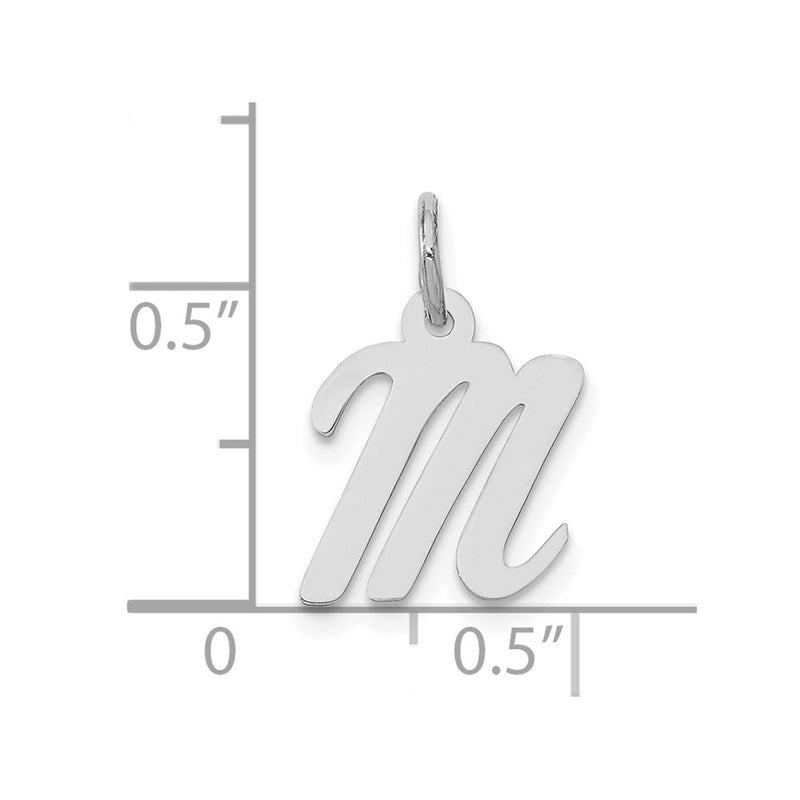 10K White Gold Small Script Initial M Charm