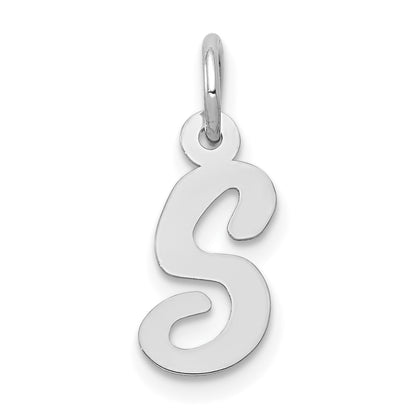 10K White Gold Small Script Initial S Charm