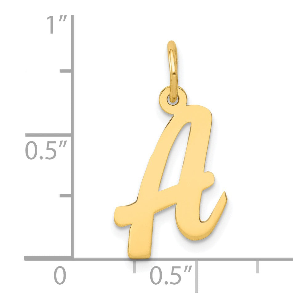 10K Yellow Gold 10K Medium Script Letter A Initial Charm
