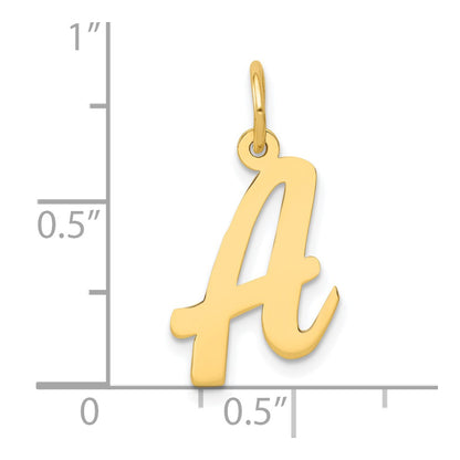 10K Yellow Gold 10K Medium Script Letter A Initial Charm
