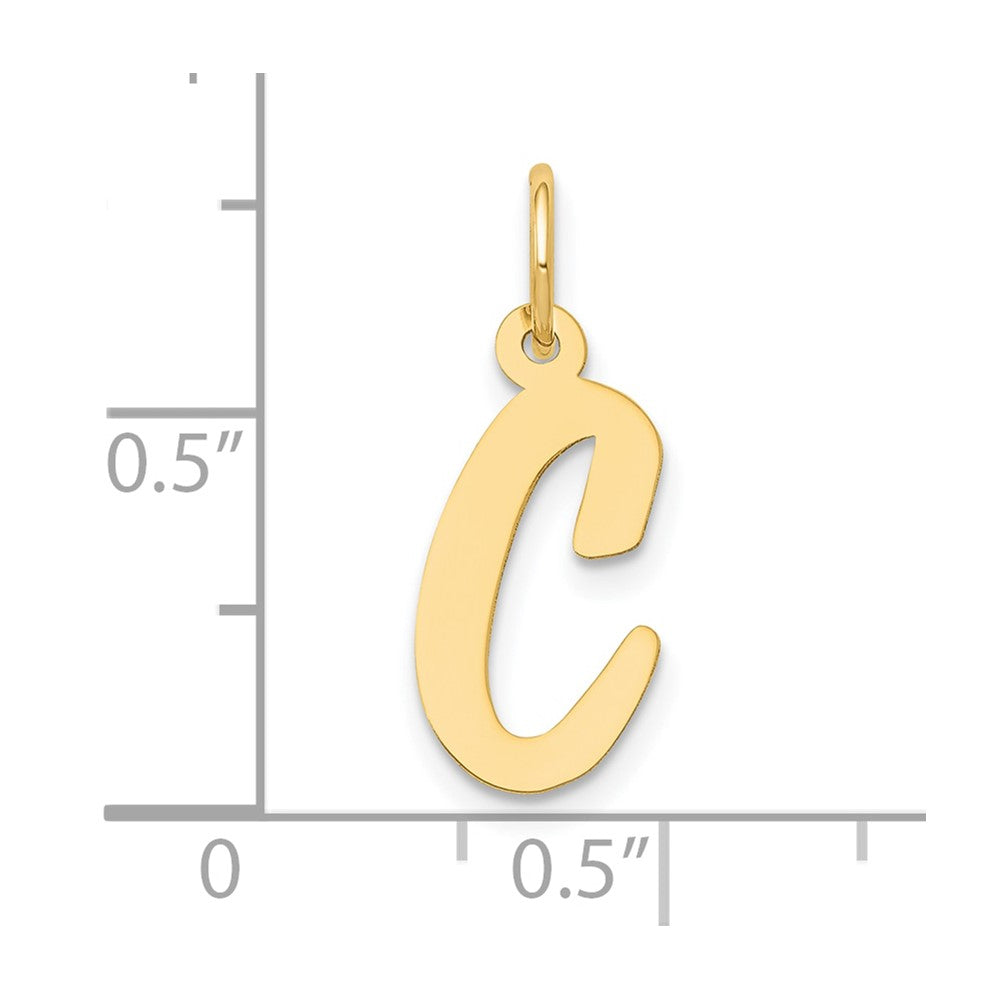 10K Yellow Gold 10K Medium Script Letter C Initial Charm