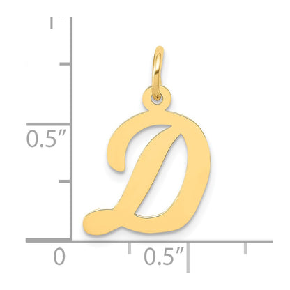10K Yellow Gold 10K Medium Script Letter D Initial Charm