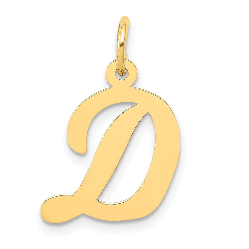 10K Yellow Gold 10K Medium Script Letter D Initial Charm