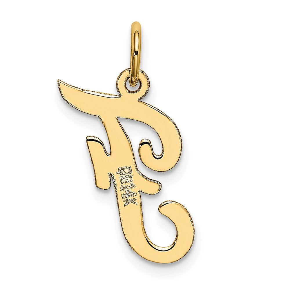10K Yellow Gold 10K Medium Script Letter F Initial Charm