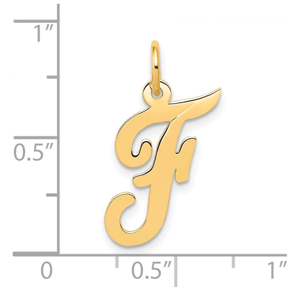 10K Yellow Gold 10K Medium Script Letter F Initial Charm