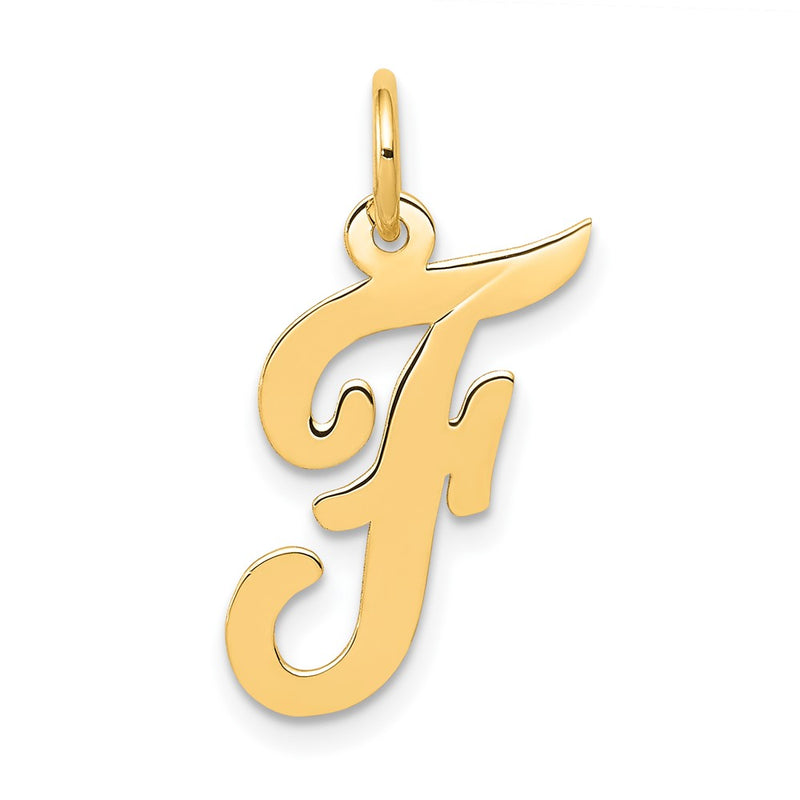 10K Yellow Gold 10K Medium Script Letter F Initial Charm