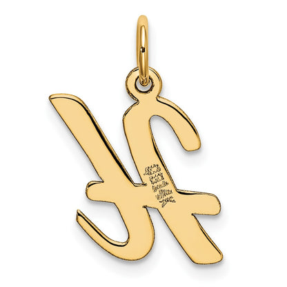 10K Yellow Gold 10K Medium Script Letter H Initial Charm