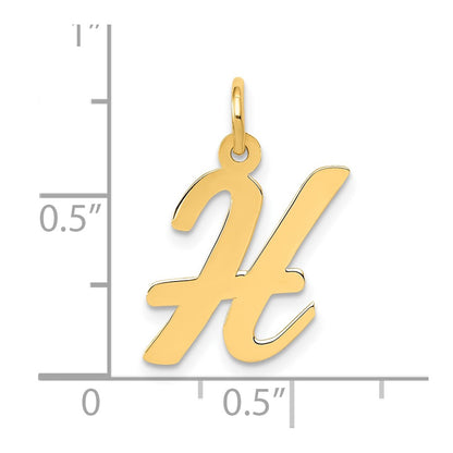 10K Yellow Gold 10K Medium Script Letter H Initial Charm